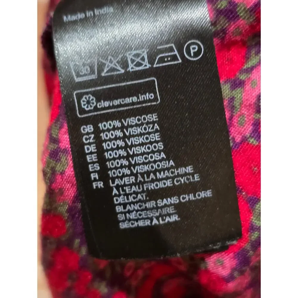 H&M Floral Shirt Dress Women's Size 10 Multicolor Collard Long Sleeves - Picture 11 of 14